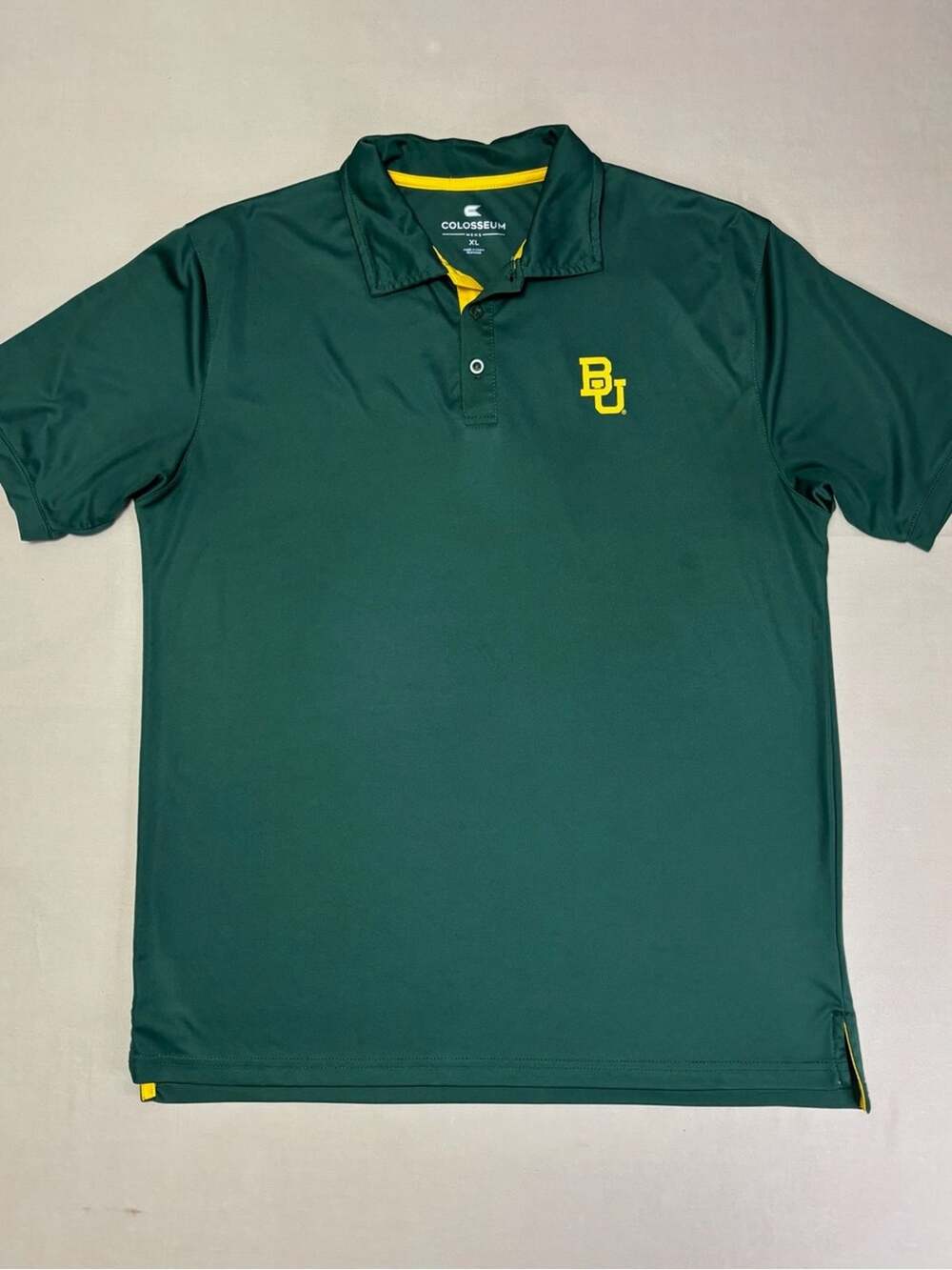 Colosseum Baylor University Green Performance Polo Yellow Logo Trim Men's XL